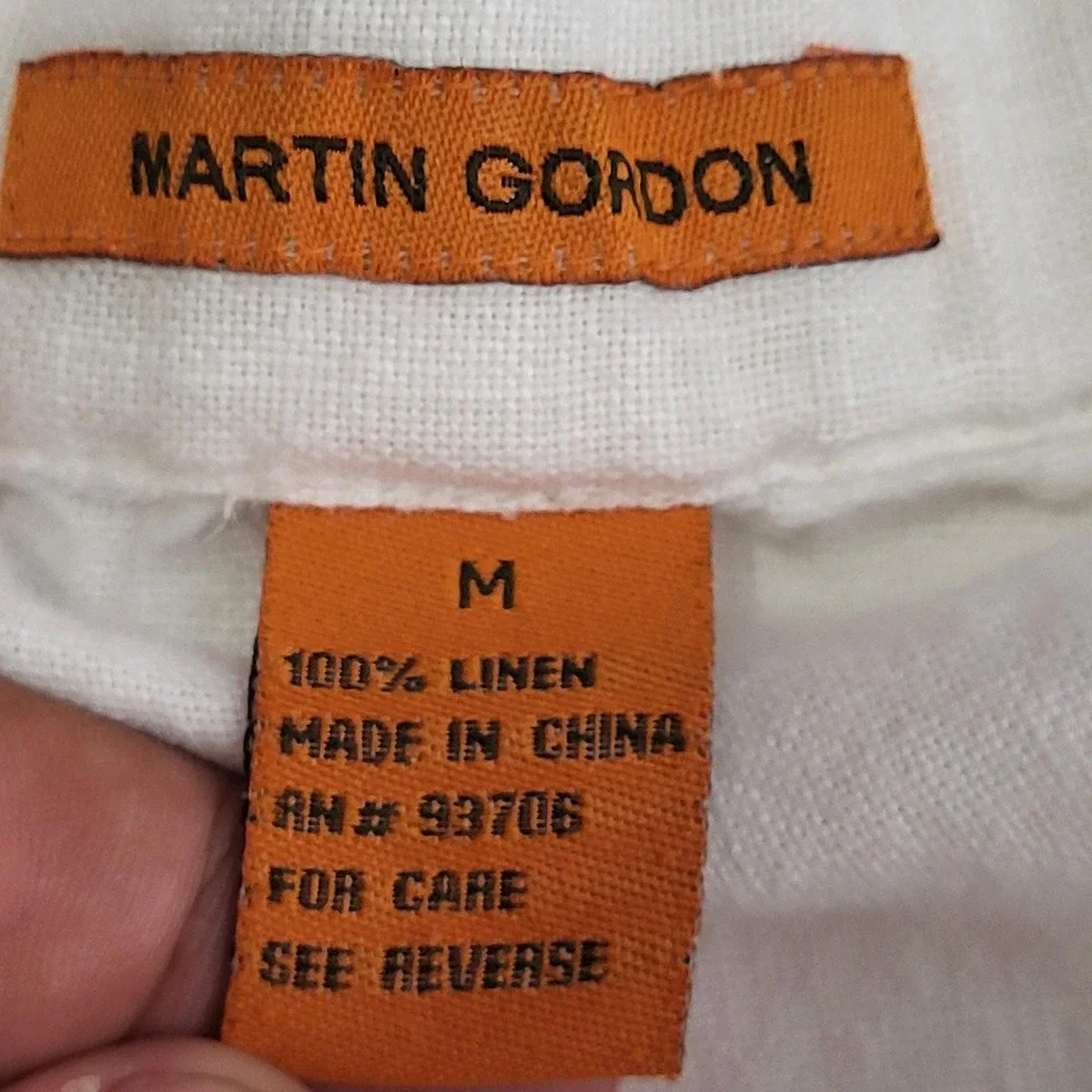 Martin Gordon Linen Shorts Mens Medium White Drawstring Casual Summer Beach